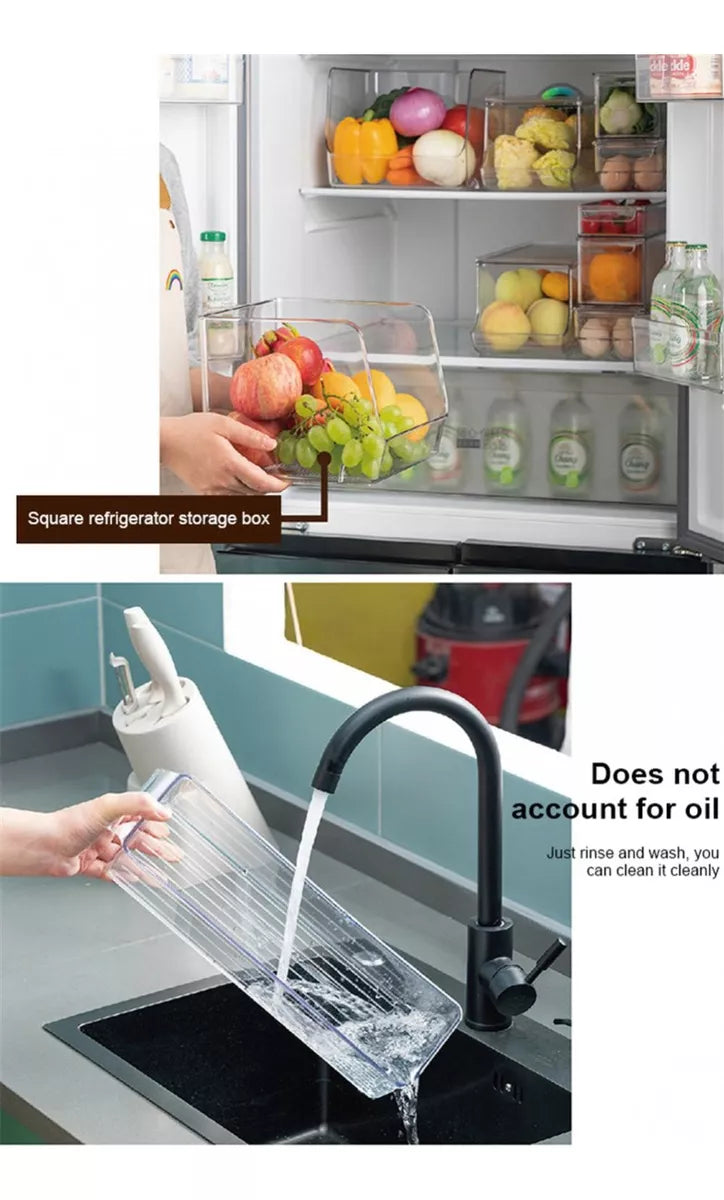 Organizador Para Refrigerador Plástico Transparente 30 x 9.5 x 5