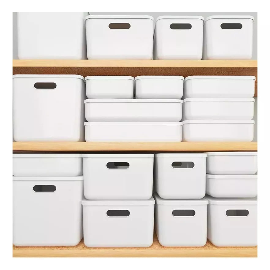 Cajas Organizadoras Plastica Canasto Multiuso Set 3 Con Tapa